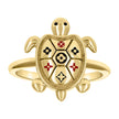 14kt Yellow Gold Womens Enameled Clover Turtle Ocean Life Ring 