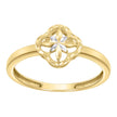 14kt Two-Tone Gold Womens Clover Good Luck Ring 