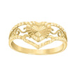 14kt Yellow Gold Womens Swirl Filigree Heart Ring 