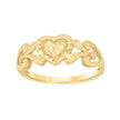 10kt Yellow Gold Womens Floral Heart Ring 