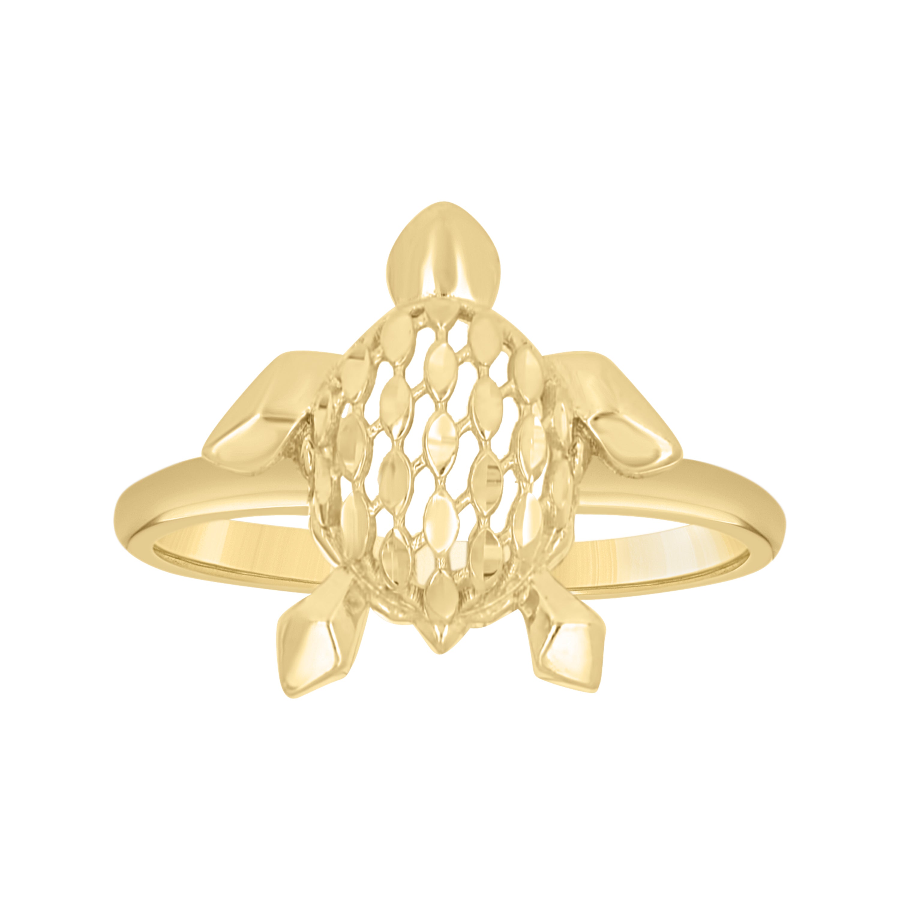 10kt Yellow Gold Womens Turtle Ocean Life Ring 
