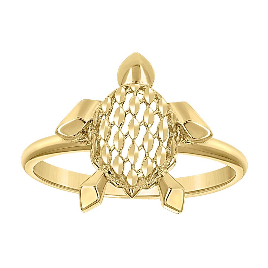 14kt Yellow Gold Womens Turtle Ocean Life Ring 