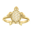 14kt Yellow Gold Womens Turtle Ocean Life Ring 