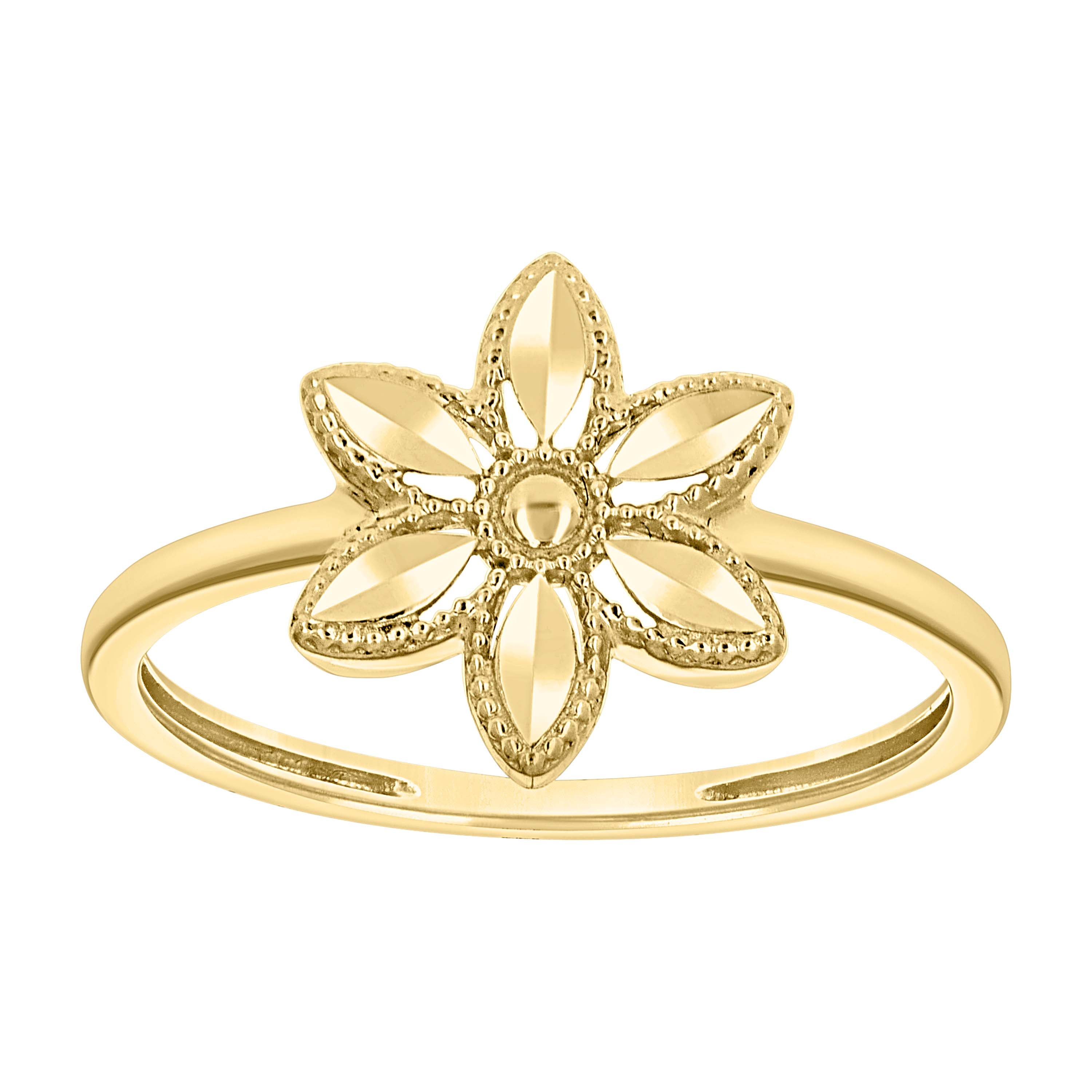 10kt Yellow Gold Womens Flower Head Fashion Ring 