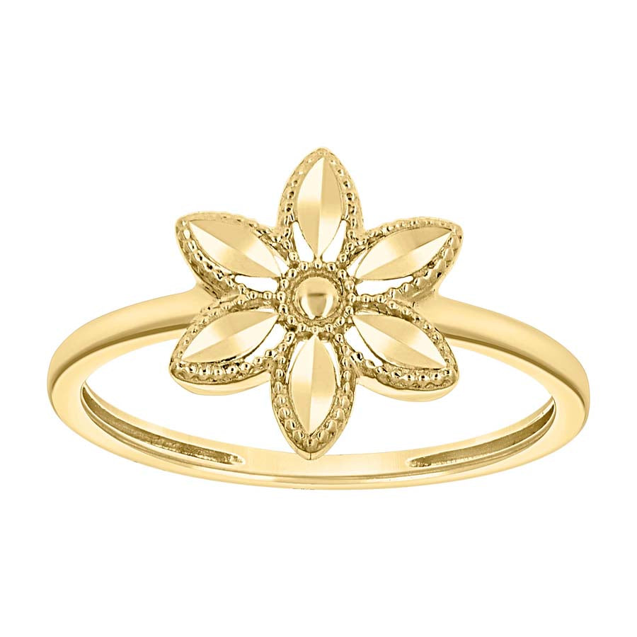 14kt Yellow Gold Womens Flower Head Fashion Ring 