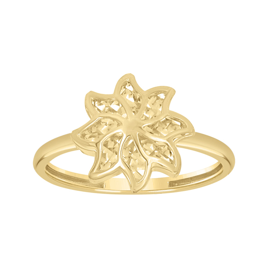 10kt Yellow Gold Womens Flower Head Fashion Ring 