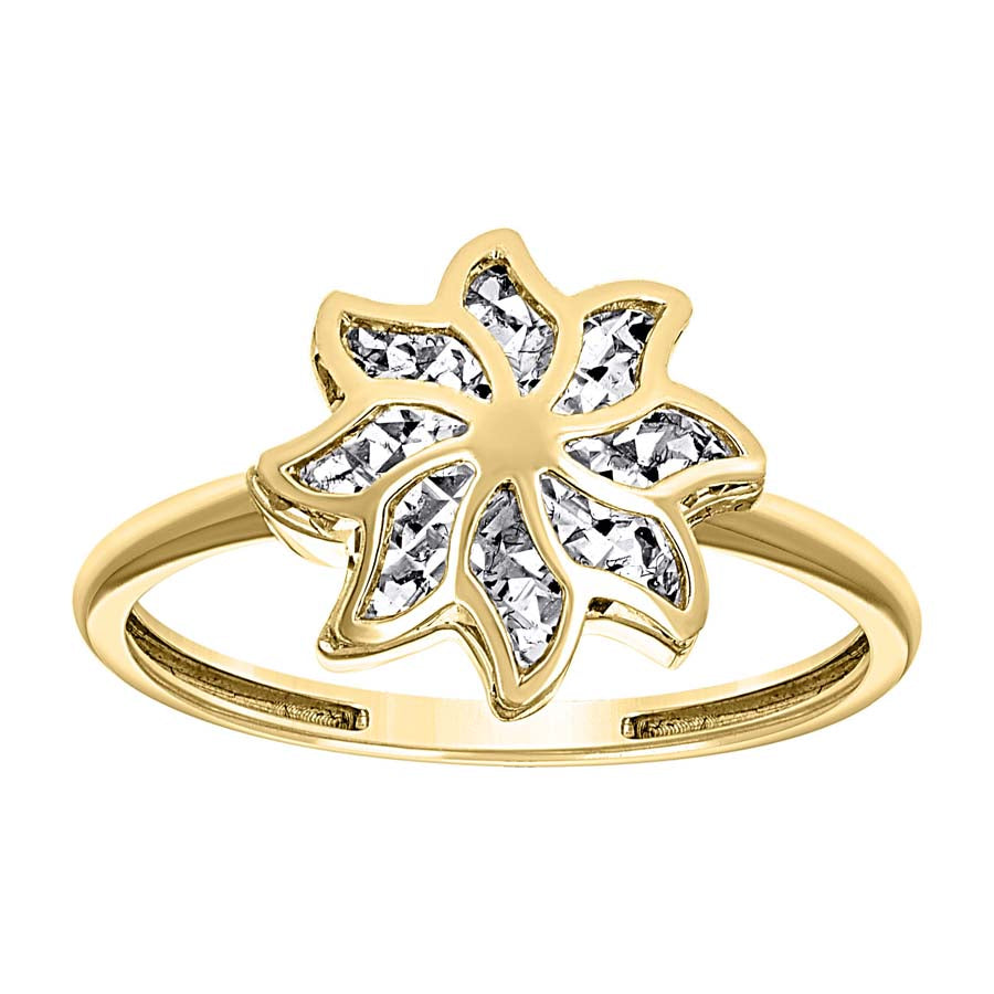 14kt Yellow Gold Womens Flower Head Fashion Ring 