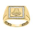 10kt Yellow Gold Mens Cubic-Zirconia Square Head Medusa Egyptian Ring 