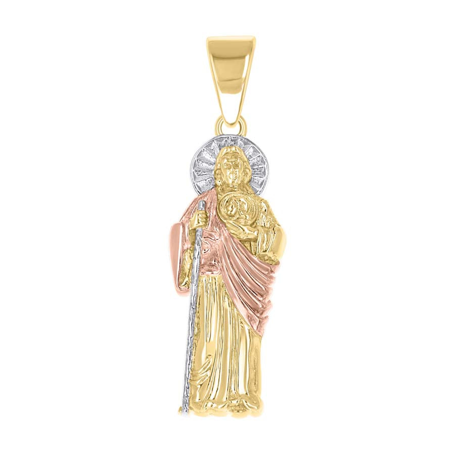 14kt Tri-Color Gold Unisex St. Jude Saint Religious Pendant 