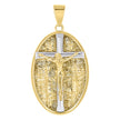 10kt Two-Tone Gold Unisex Oval Crucifix Cross Religious Pendant 