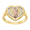 10kt Tri-Color Gold Womens Heart Head Guadalupe Religious Ring 
