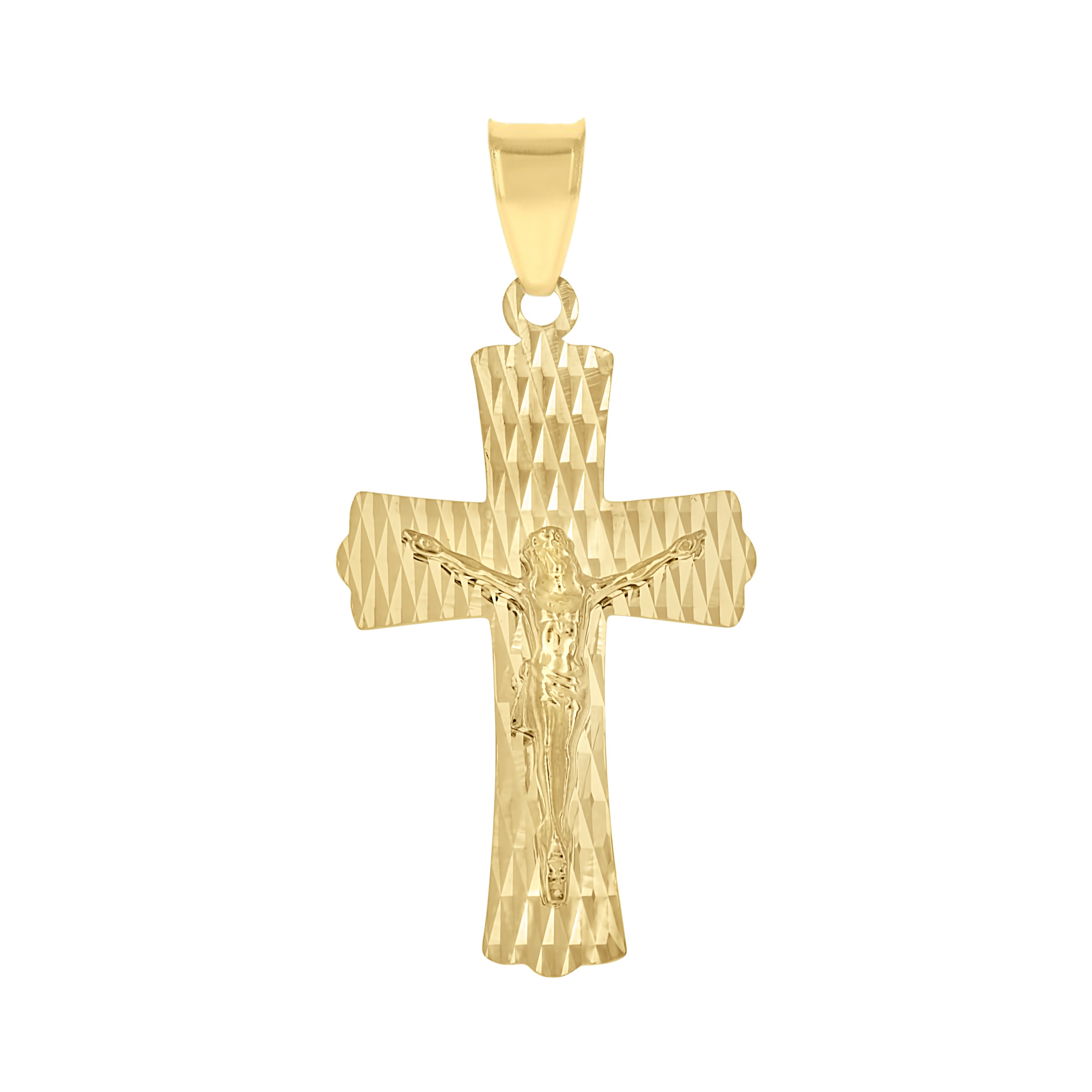 10kt Yellow Gold Unisex Crucifix Cross Religious Pendant