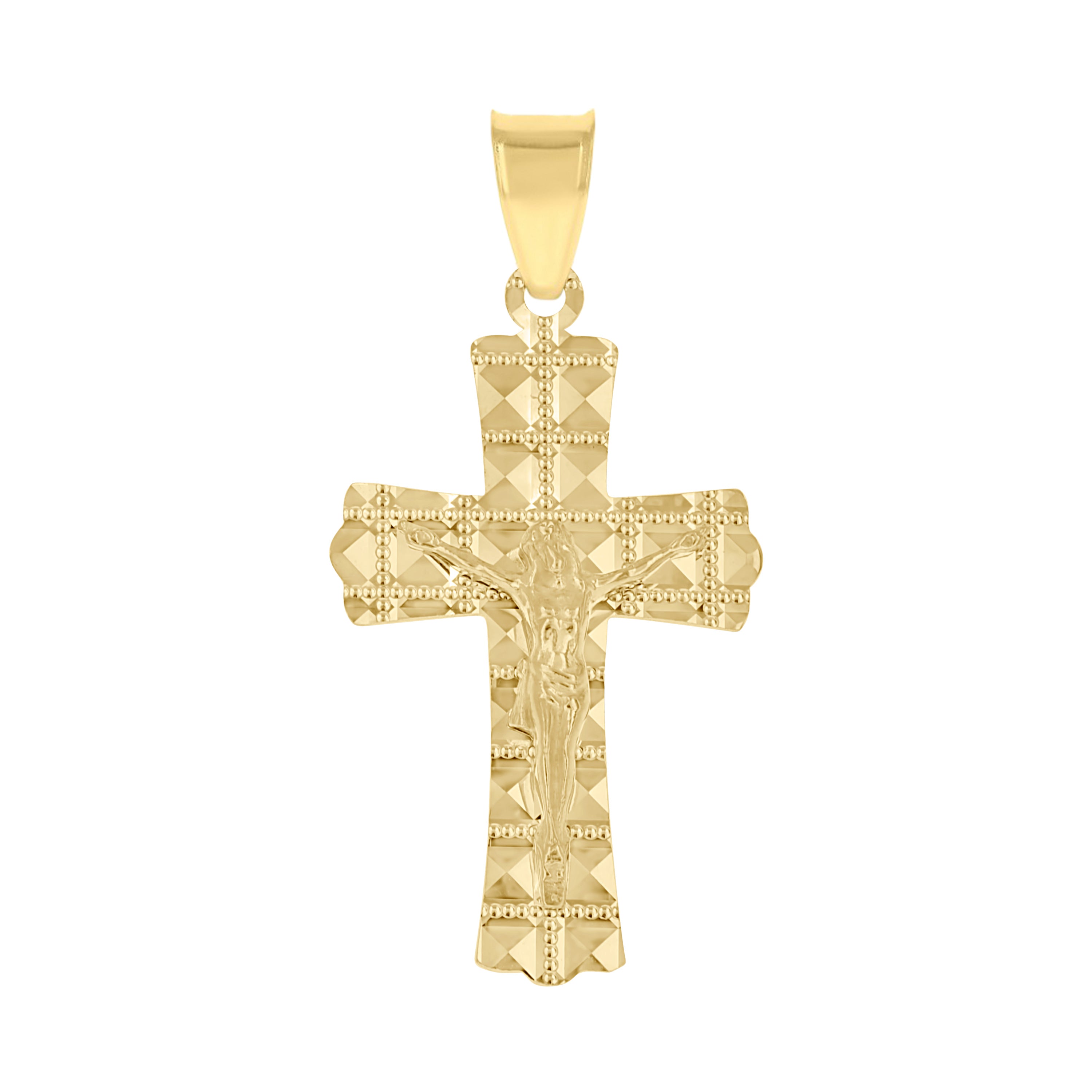 10kt Yellow Gold Unisex Crucifix Cross Religious Pendant