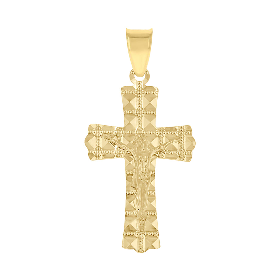 10kt Yellow Gold Unisex Crucifix Cross Religious Pendant