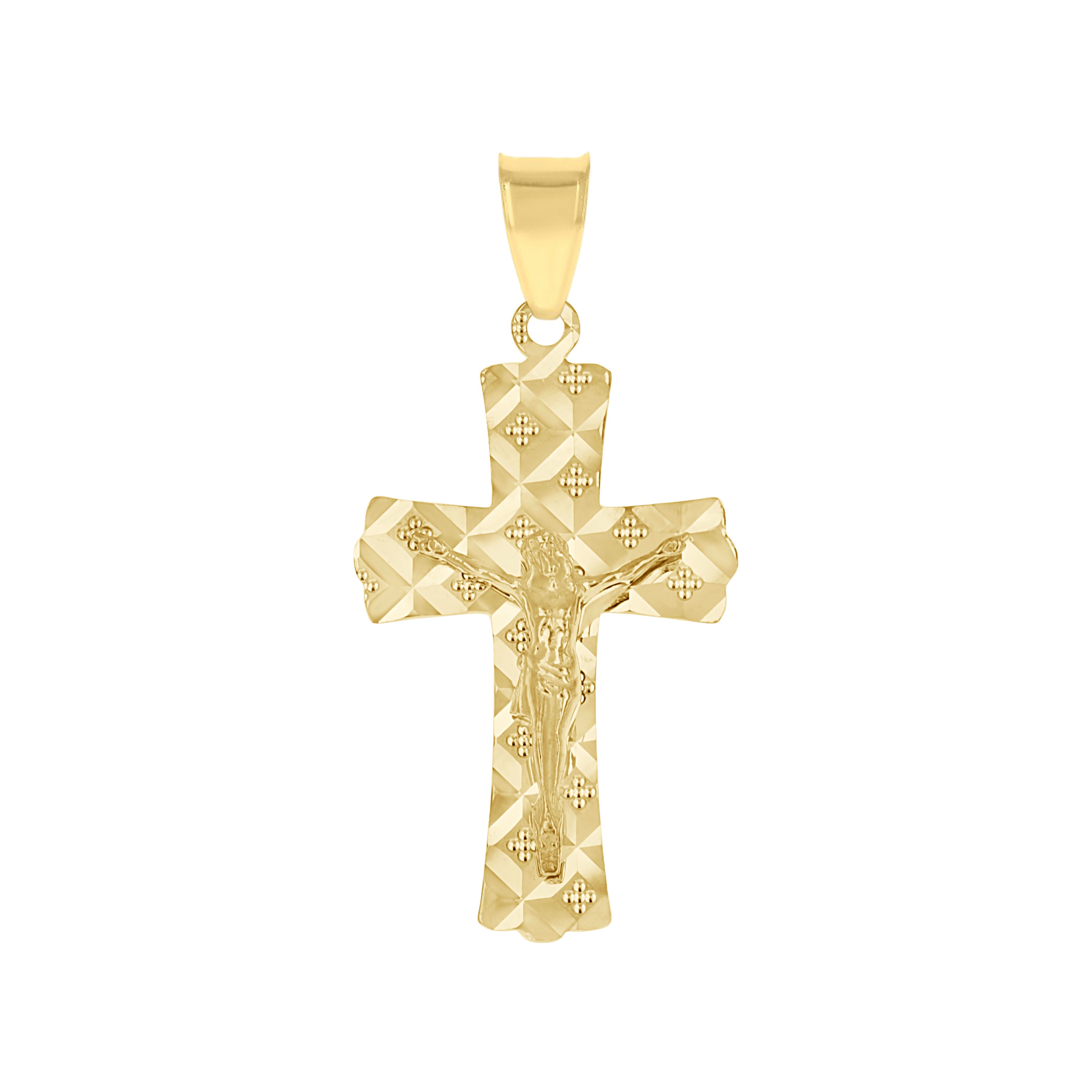10kt Yellow Gold Unisex Crucifix Cross Religious Pendant