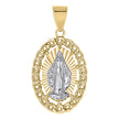 10kt Two-Tone Gold Unisex Cuban Border Guadalupe Religious Pendant 