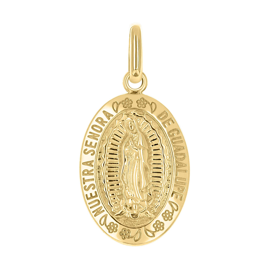 10kt Yellow Gold Unisex Miraculous Medal Guadalupe Religious Pendant