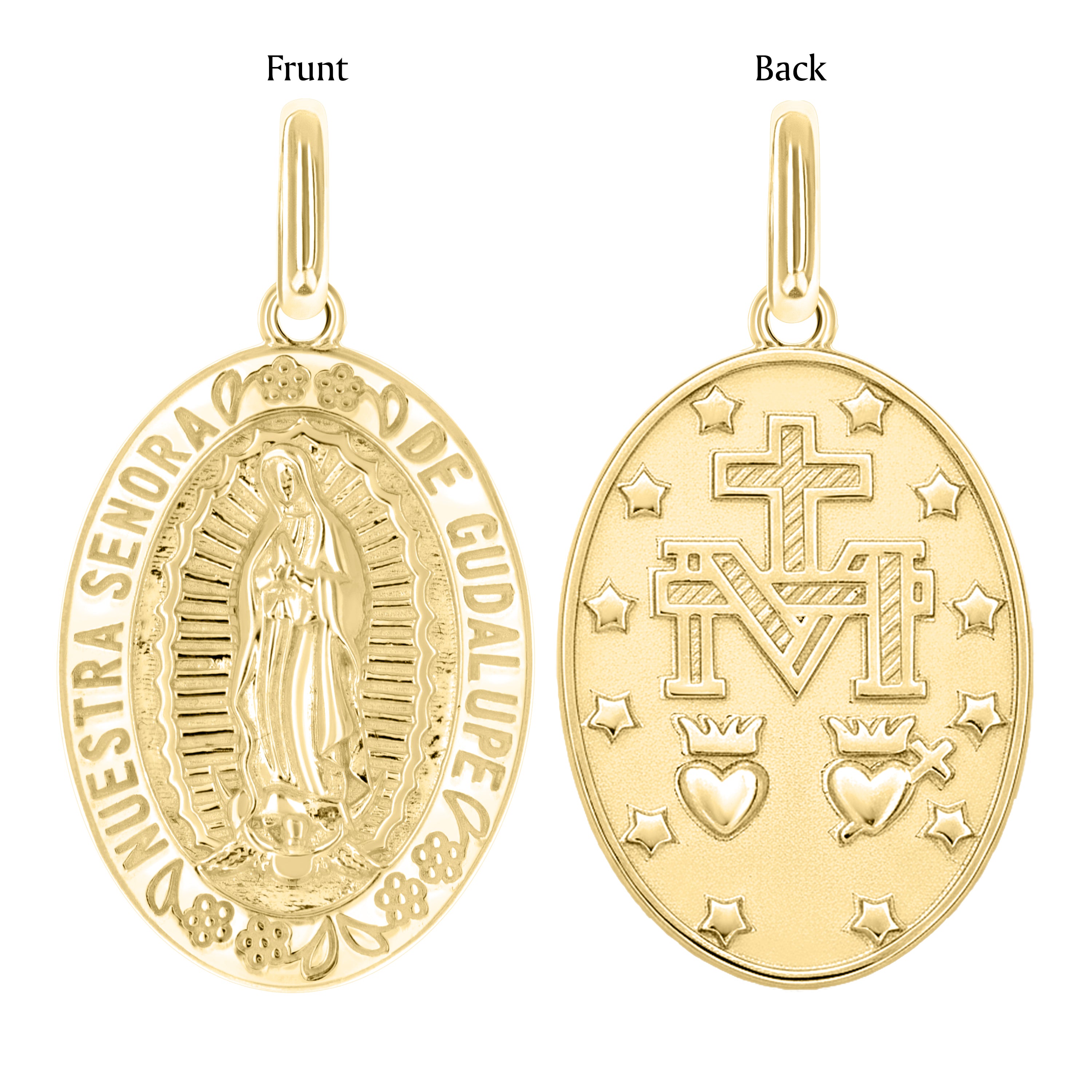 10kt Yellow Gold Unisex Miraculous Medal Religious Pendant 