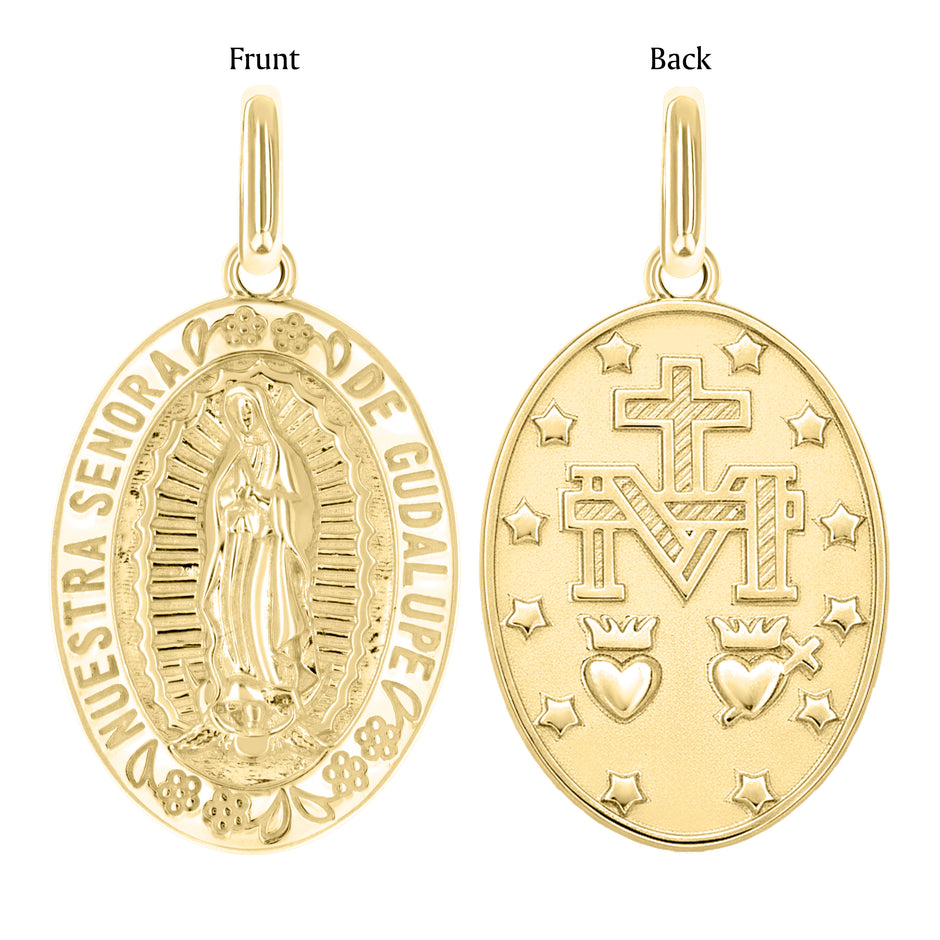 10kt Yellow Gold Unisex Miraculous Medal Religious Pendant 