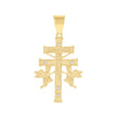 10kt Yellow Gold Unisex Cubic-Zirconia Caravaca Cross Religious Pendant
