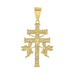14kt Yellow Gold Unisex Cubic-Zirconia Caravaca Cross Religious Pendant 