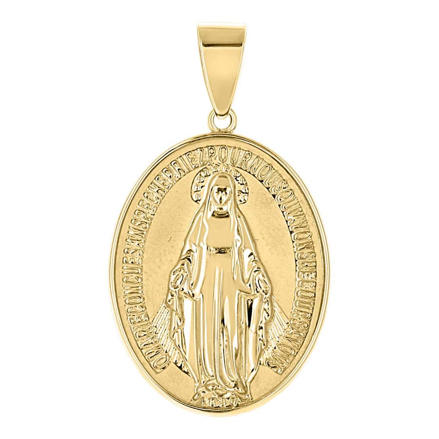14kt Yellow Gold Unisex Miraculous Medal Religious Pendant 