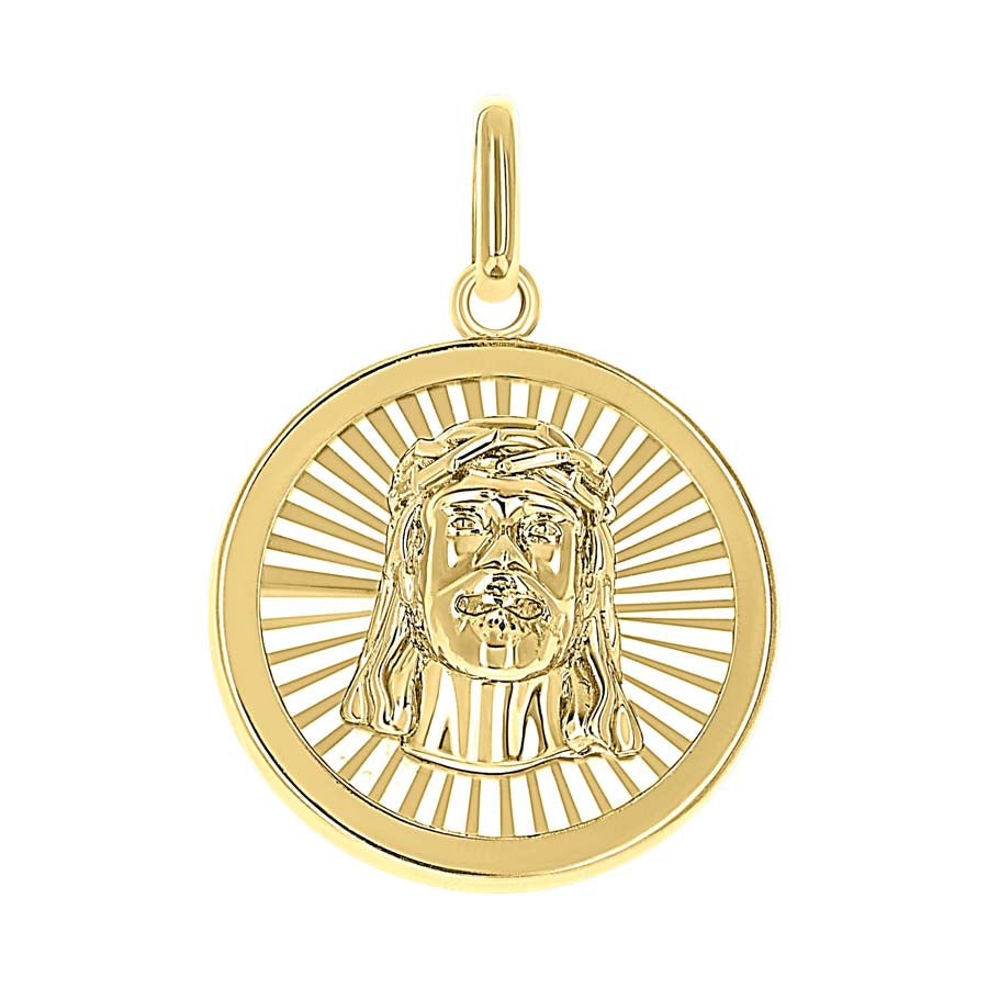14kt Yellow Gold Unisex Round Jesus Religious Pendant 