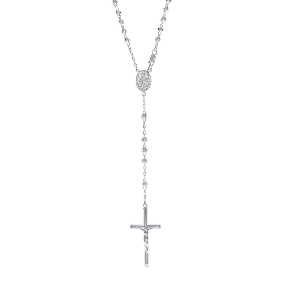 925 Sterling Silver Unisex Guadalupe Crucifix Cross Religious Rosary Necklace 4Mm 20 Inches - SLV-142842