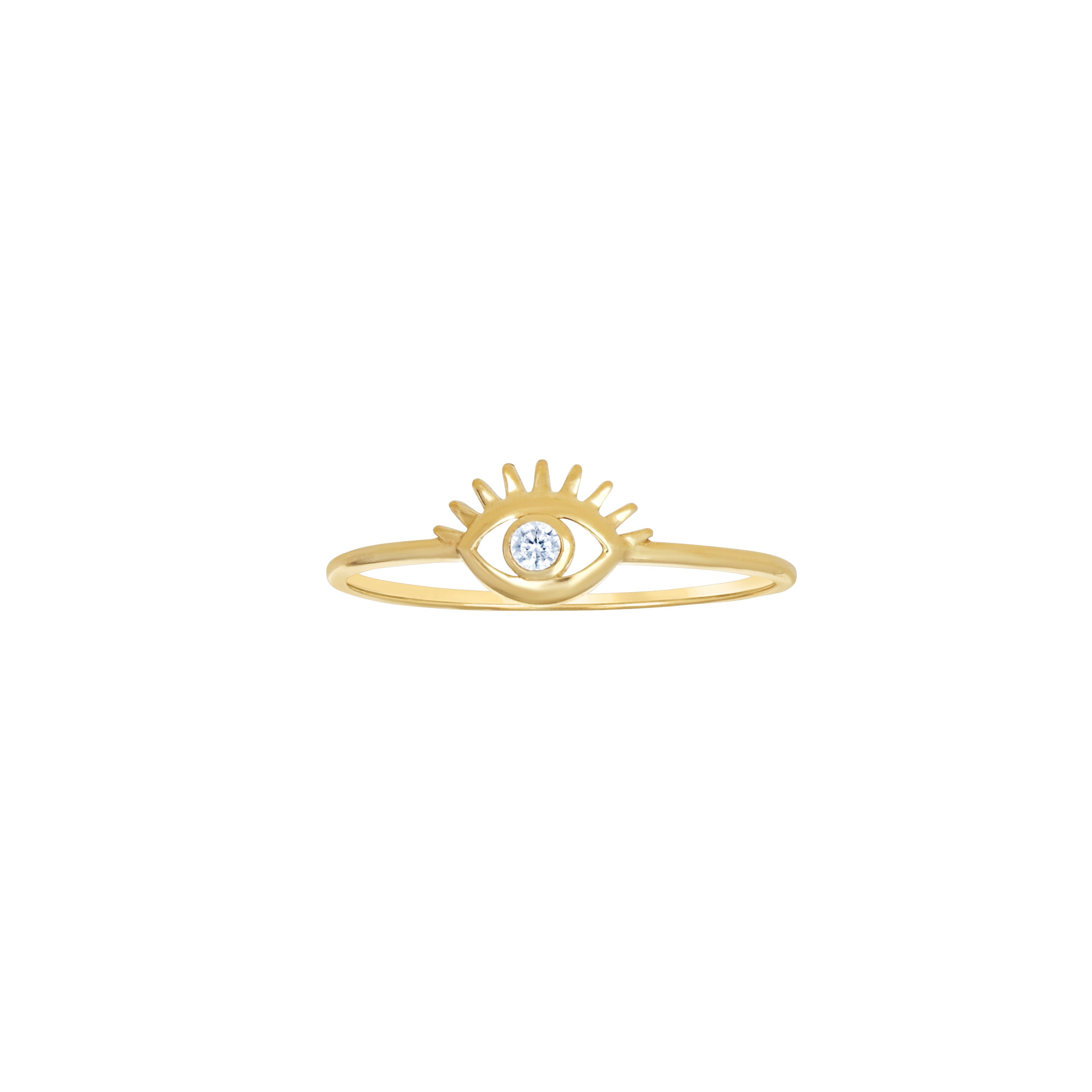 10kt Yellow Gold Womens Cubic-Zirconia Evil Eye Good Luck Ring Size 7