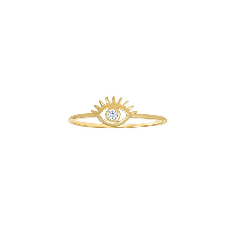 10kt Yellow Gold Womens Cubic-Zirconia Evil Eye Good Luck Ring Size 7