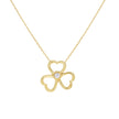 14kt Yellow Gold Womens Cubic-Zirconia Three Leaf Clover Good Luck Necklace 18 Inches