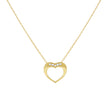 14kt Yellow Gold Womens Cubic-Zirconia Heart Love Necklace 18 Inches
