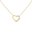 14kt Yellow Gold Womens Cubic-Zirconia Heart Love Necklace 18 Inches