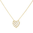 14kt Yellow Gold Womens Cubic-Zirconia Striped Heart Love Charm Necklace 18 Inches 