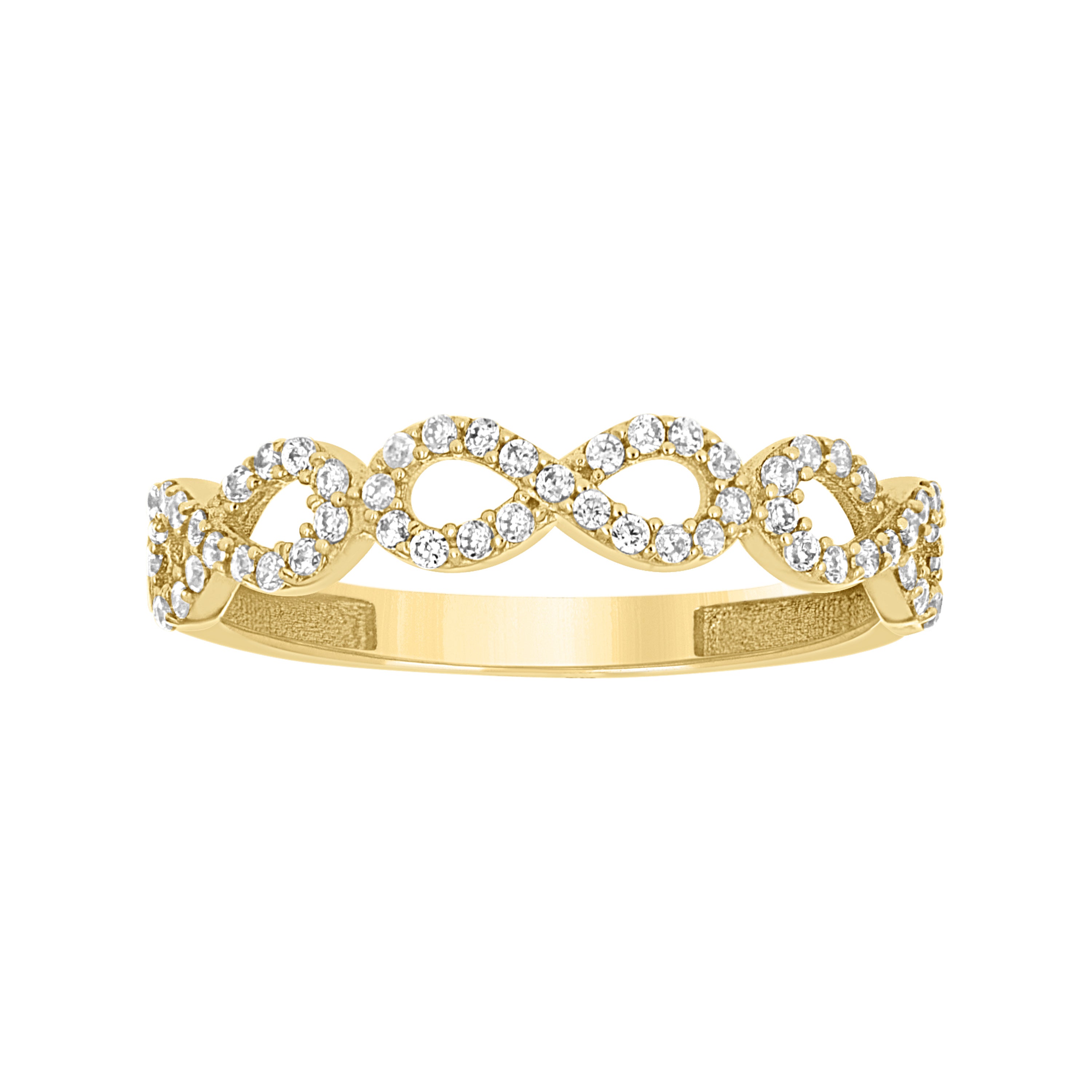 14kt Yellow Gold Womens Cubic-Zirconia Infinity Ring Size 7