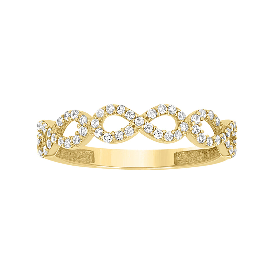 14kt Yellow Gold Womens Cubic-Zirconia Infinity Ring Size 7