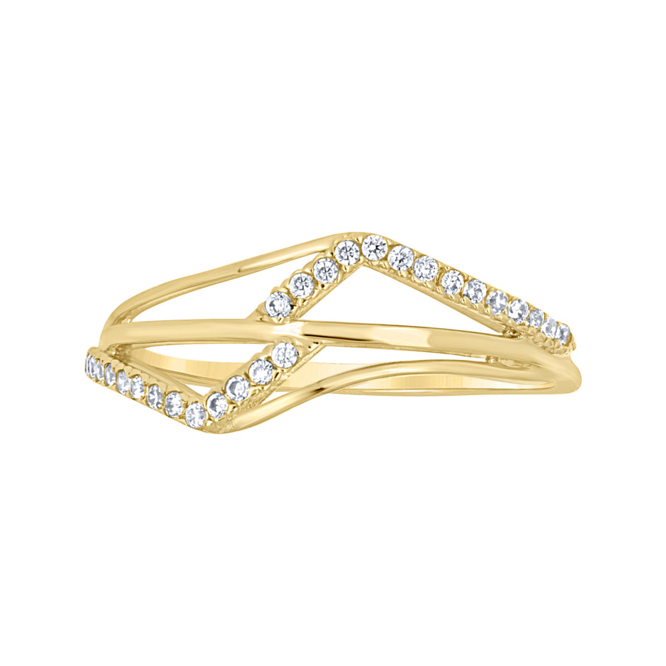 14kt Yellow Gold Womens Cubic-Zirconia Openwork Fashion Ring Size 7