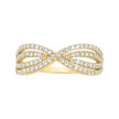 14kt Yellow Gold Womens Cubic-Zirconia Crossover Fashion Ring Size 7