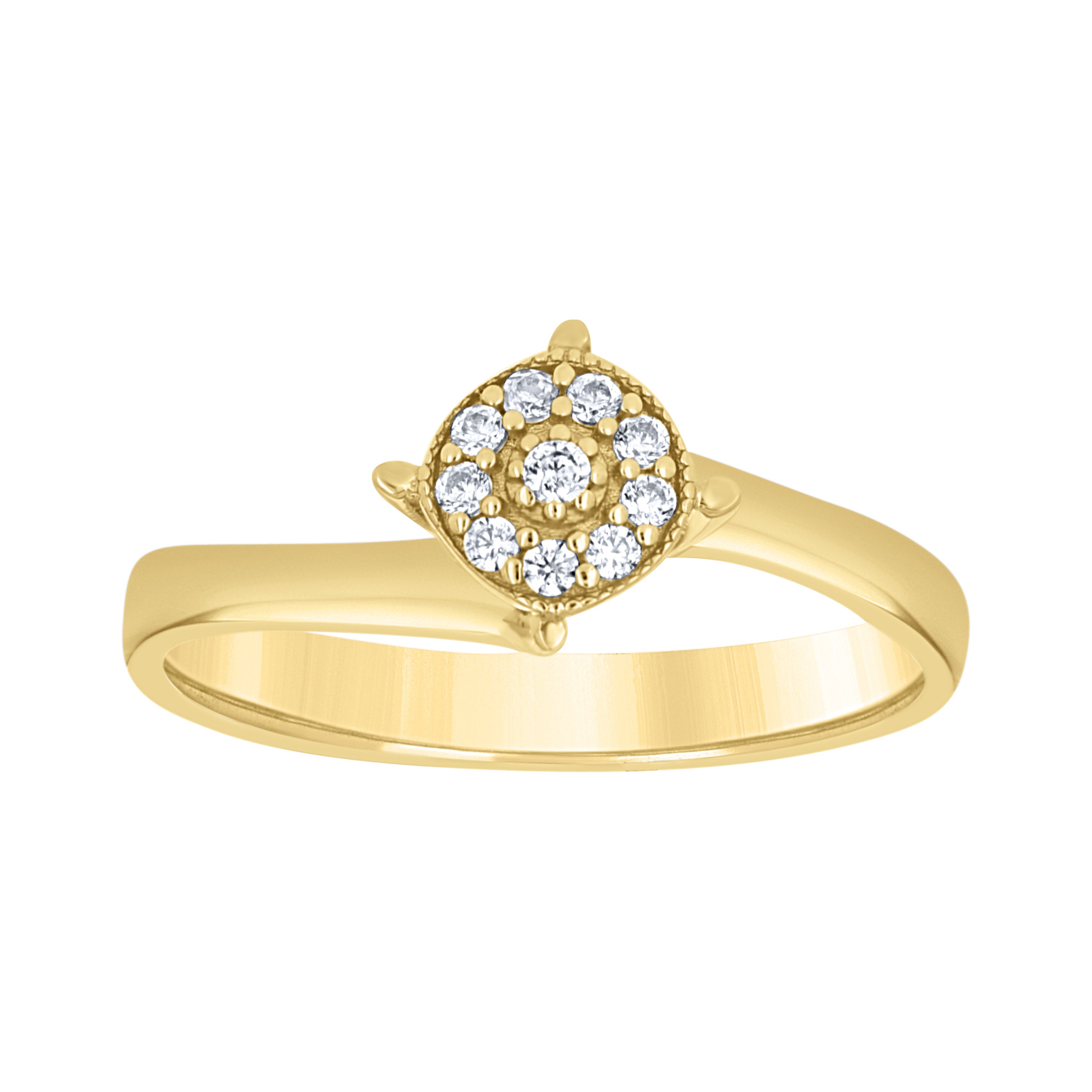 14kt Yellow Gold Womens Cubic-Zirconia Round Head Fashion Ring Size 7