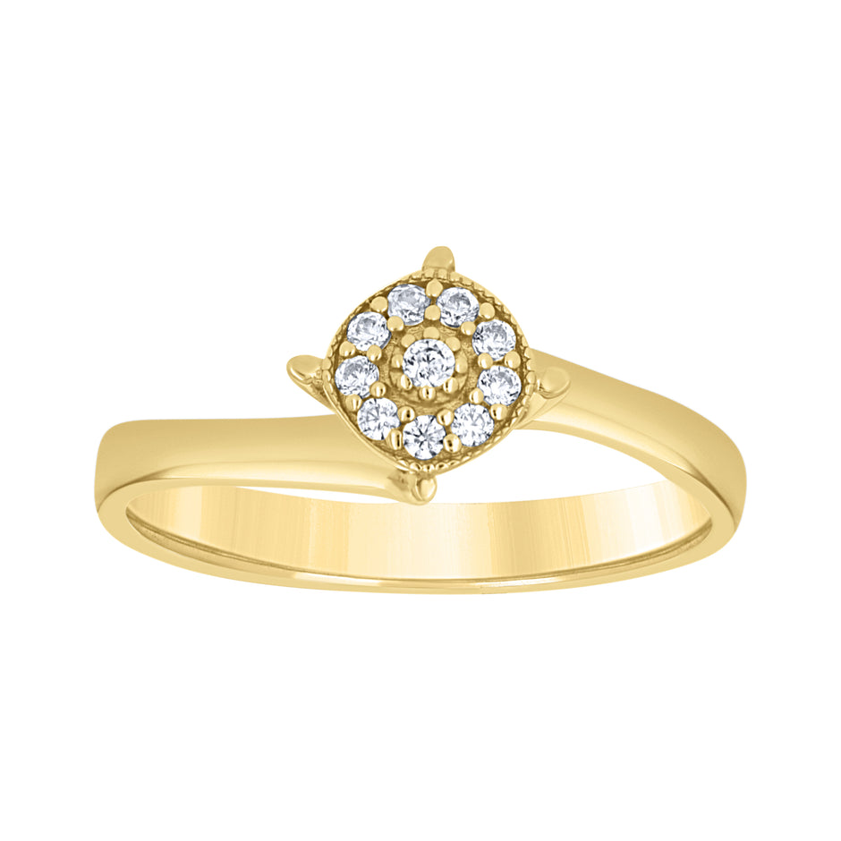 14kt Yellow Gold Womens Cubic-Zirconia Round Head Fashion Ring Size 7