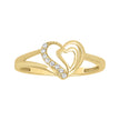 14kt Yellow Gold Womens Cubic-Zirconia Heart in Heart Ring Size 7