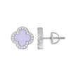 925 Sterling Silver Womens Cubic-Zirconia Purple Enameled Clover Good Luck Stud Earrings 10mm