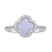 925 Sterling Silver Womens Cubic-Zirconia Blue Enameled Clover Good Luck Ring Size 9 - SLV-143138
