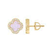 925 Sterling Silver Yellow-Tone Womens Cubic-Zirconia Purple Enameled Clover Stud Earrings 10mm