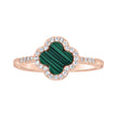 925 Sterling Silver Rose-Tone Womens Cubic-Zirconia Green Enameled Clover Good Luck Ring Size 6 - SLV-143229