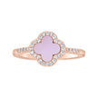 925 Sterling Silver Rose-Tone Womens Cubic-Zirconia Pink Enameled Clover Good Luck Ring Size 9 - SLV-143253
