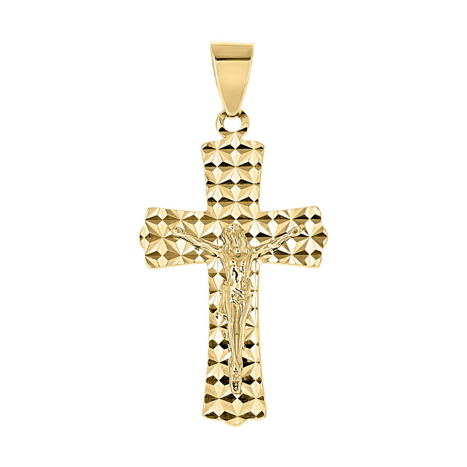 10kt Yellow Gold Unisex Crucifix Cross Religious Pendant 