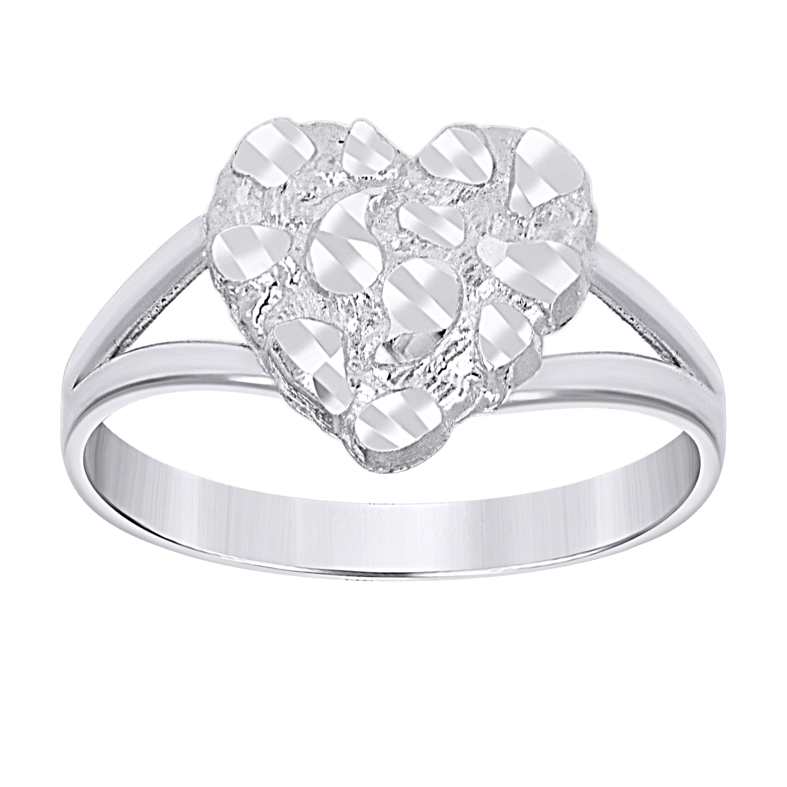 925 Sterling Silver Womens Heart Nugget Fashion Ring Size 7