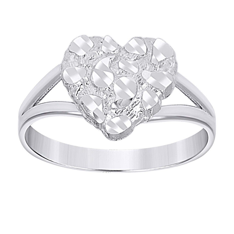 925 Sterling Silver Womens Heart Nugget Fashion Ring Size 7