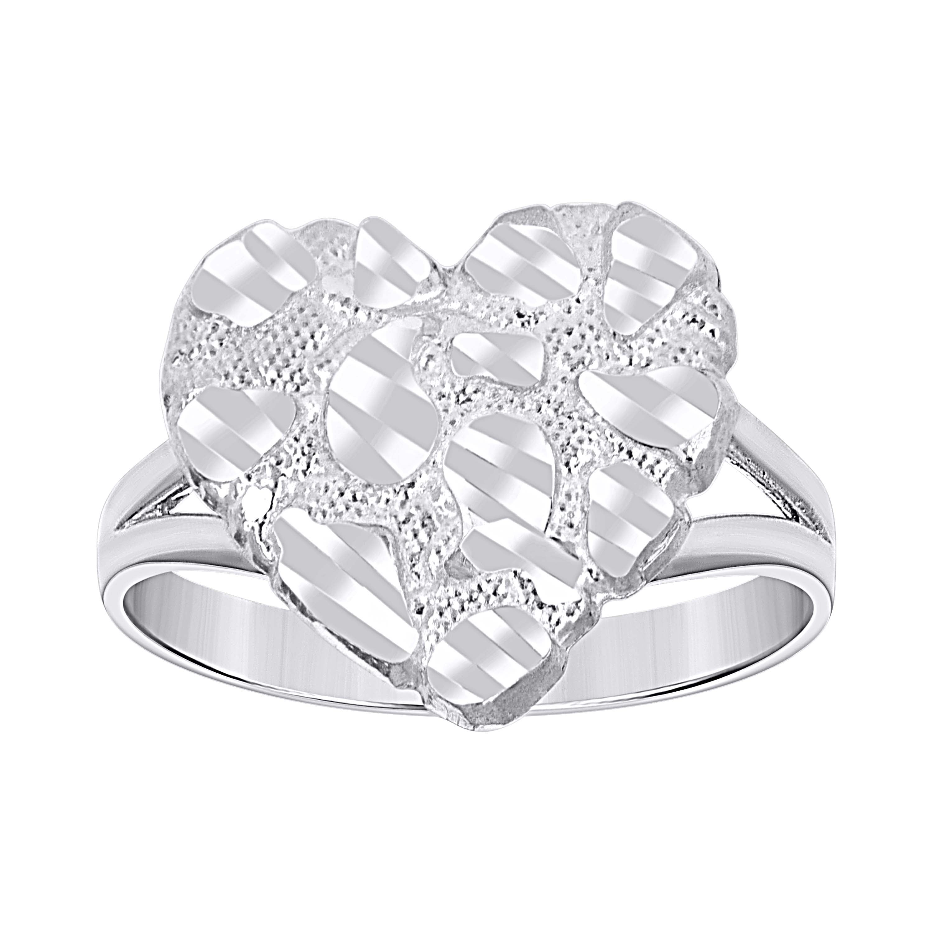925 Sterling Silver Womens Heart Nugget Fashion Ring Size 7